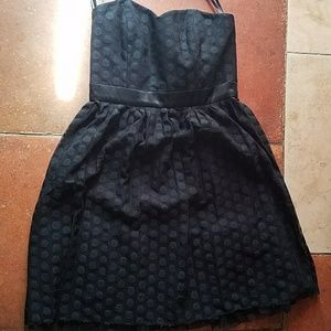 WHBM Black polkadot strapless dress size 6